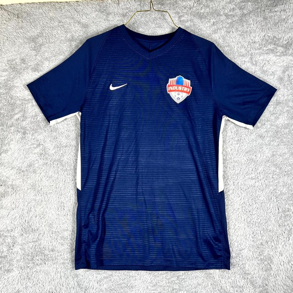 Nike Dri Fit Strike 2 Soccer Jersey Mens Medium Blue Raglan Sleeve Mesh‎ #93